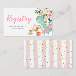 Carte D'accompagnement Dinosaur Tea Party Peach Floral Registry