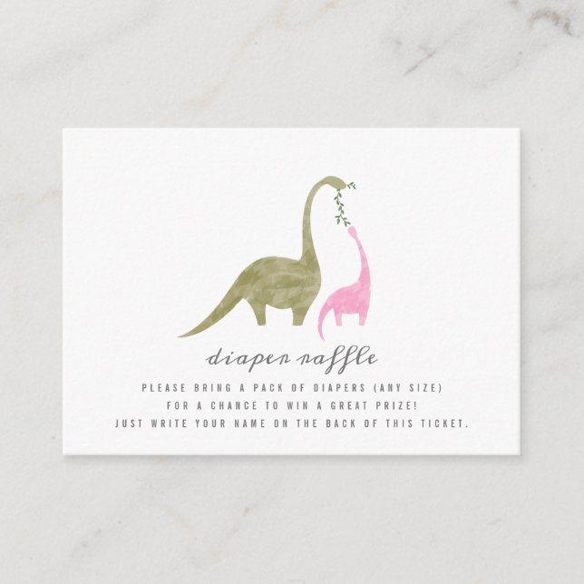 Carte D'accompagnement Dinosaures Baby shower rose Déchets Raffle (Devant)