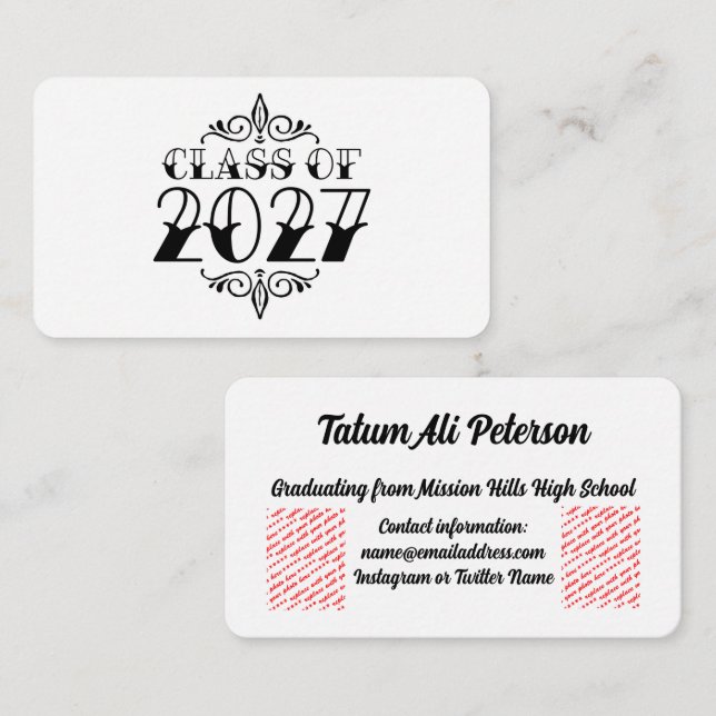 Carte D'accompagnement Diplômé de la promotion Tat-Style 2027 (Devant / Derrière)