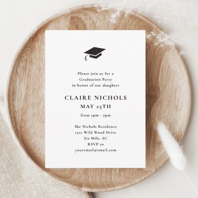 Carte D'accompagnement Diplôme de Photo Vertical Moderne (Simple black and white graduation invitation enclosure cards.)
