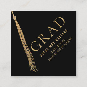 Carte D'accompagnement Diplôme Unique Photo Personnalisée Tassel Noir Or