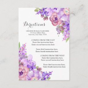 Carte D'accompagnement Direction lilas florale pourpre rustique de