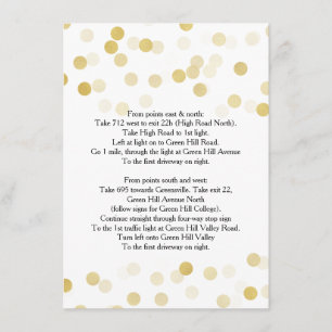 Carte D'accompagnement Directions de conduite de mariage Paillettes de fe