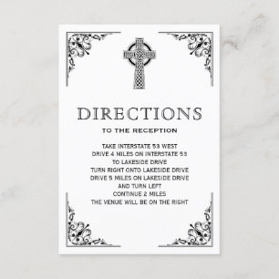 Carte D'accompagnement Directions de mariage croix celtique noir et blanc