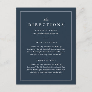 Carte D'accompagnement Directions de mariage élégantes classiques bleu ma