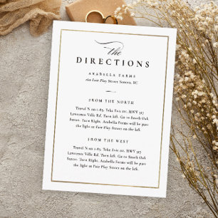 Carte D'accompagnement Directions de mariage élégantes classiques en noir