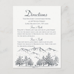 Carte D'accompagnement Directions de mariage hivernal Campagne Rustique A