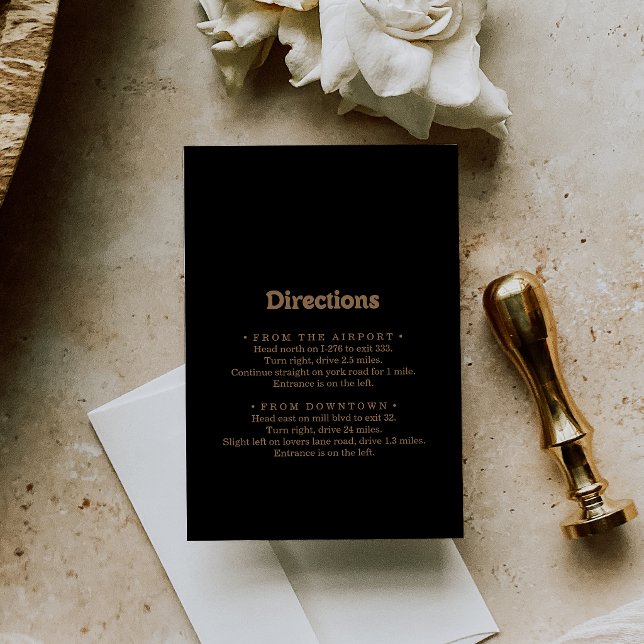 Carte D'accompagnement Directions de mariage minimal classique or noir (Créateur téléchargé)