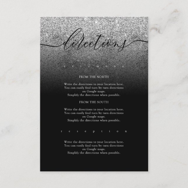 Carte D'accompagnement Directions de mariage simple moderne argent paille (Devant)