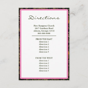 Carte D'accompagnement Directions faites sur commande roses de mariage de