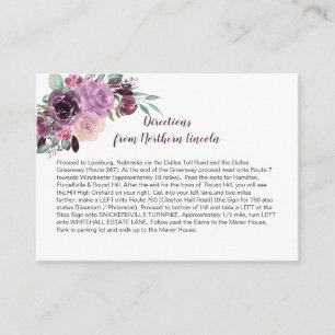 Carte D'accompagnement Directions Fleuris Sangria Violet Mauve