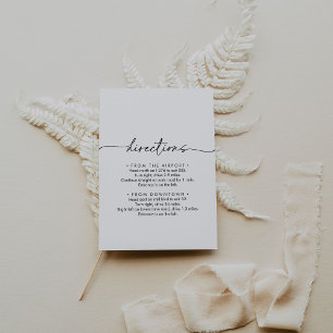 Carte D'accompagnement Directions Mariages en noir blanc classique