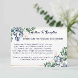 Carte D'accompagnement Directions pour le mariage en harmonie avec les fl