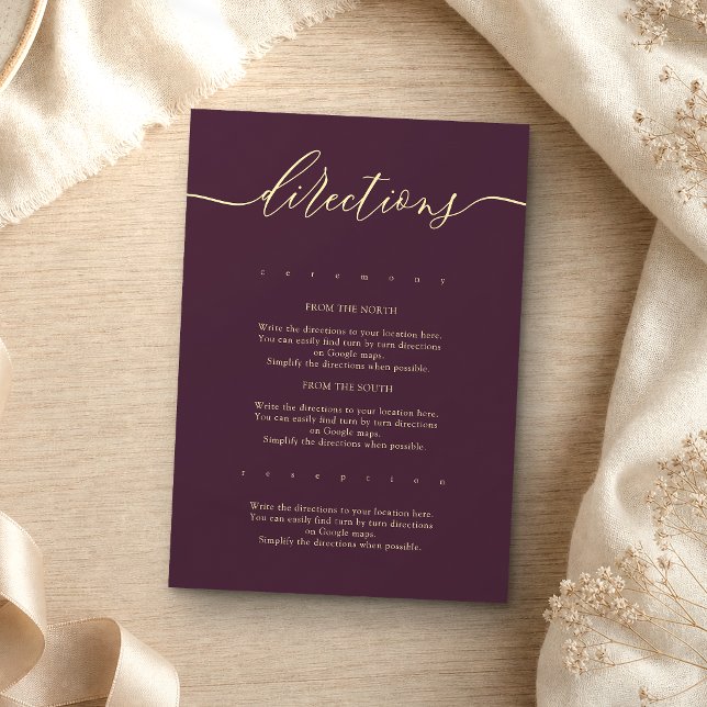 Carte D'accompagnement Directions pour un mariage simple avec figue et ch (Créateur téléchargé)