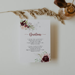 Carte D'accompagnement Directions simples de Mariage floral classique col