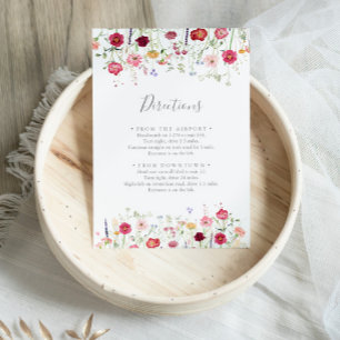 Carte D'accompagnement Directions simples du Mariage Fleur sauvage multic