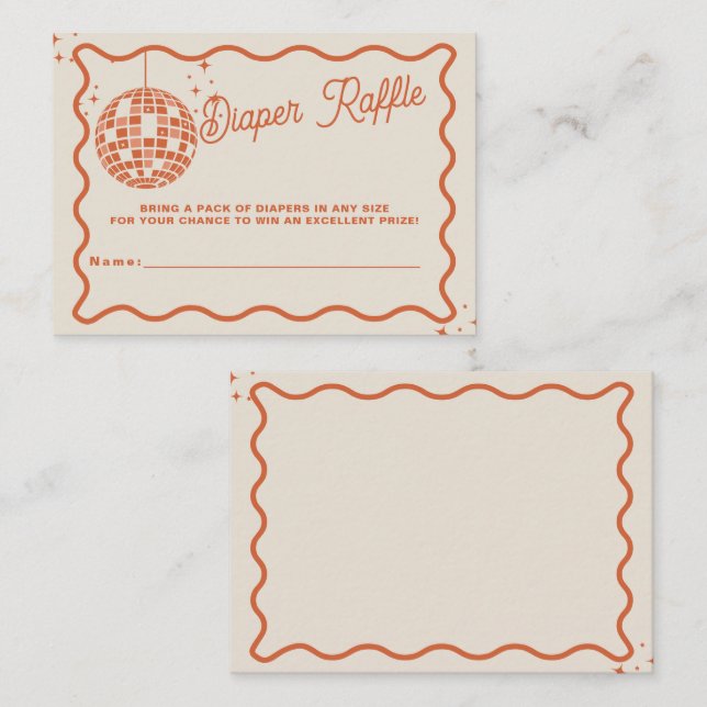 Carte D'accompagnement Disco Baby Baby shower Super Déchets Raffle (Devant / Derrière)