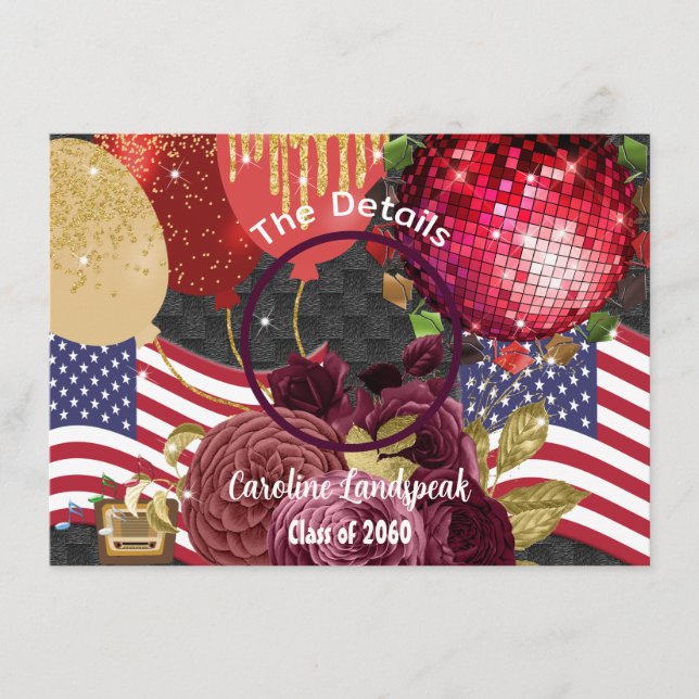 Carte D'accompagnement Disco Party Photo personnalisée Détails (Devant)