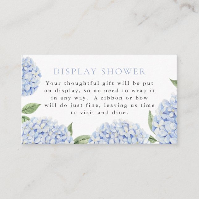 Carte D'accompagnement Display Shower, Blue Hydrangea (Devant)