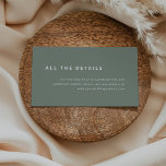 Carte D'accompagnement Disposition minimale | Détails du Mariage Vert Sag<br><div class="desc">Ces cartes d'enceinte de détails mariages simples présentent un élégant design de texte blanc sur un arrière - plan vert sage. Entrez simplement les détails concernant l'hébergement à l'hôtel,  l'itinéraire de la route et d'autres informations importantes pour vos invités. Ces cartes s'harmonisent parfaitement avec notre collection de mariages "d'esperluette".</div>