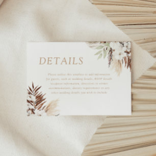Carte D'accompagnement Divine Boho Blanc Floral Détails du Mariage