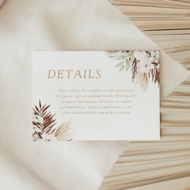 Carte D'accompagnement Divine Boho Blanc Floral Détails du Mariage (Créateur téléchargé)