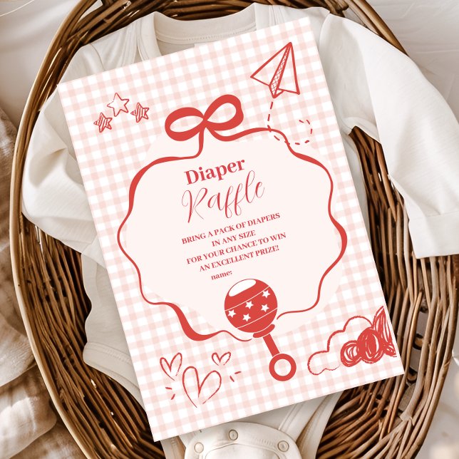 Carte D'accompagnement Dodle Brunch Bow Bow Baby shower Diapper Raffin (Créateur téléchargé)