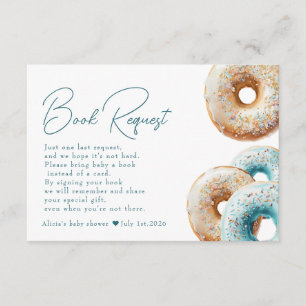 Carte D'accompagnement Donut   Blue En vichy Boy Baby shower Demande de r