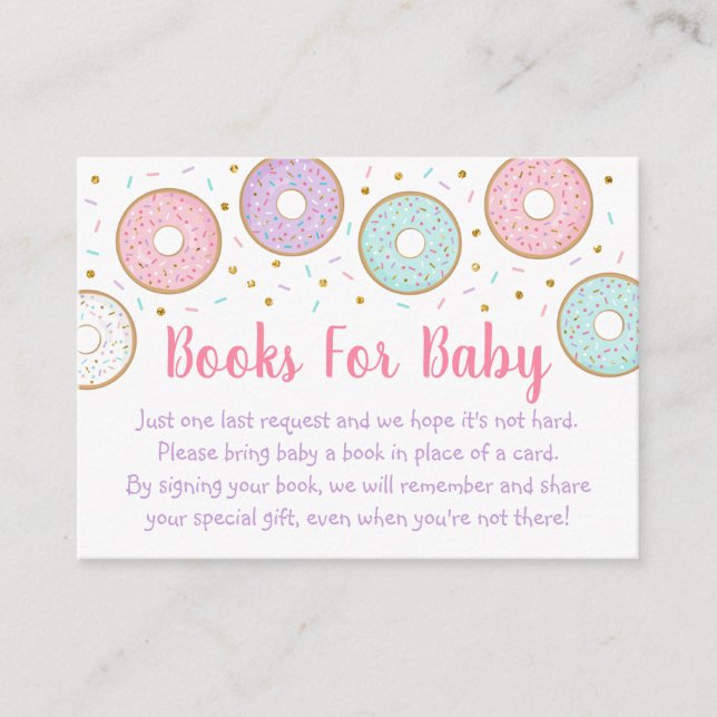 Carte D'accompagnement Donut Pink Gold Pastel Baby shower Demande de rése (Devant)
