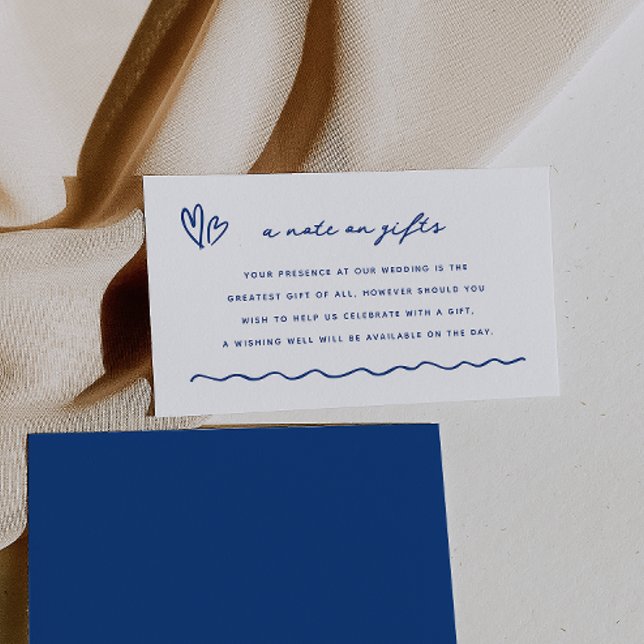 Carte D'accompagnement Doodle Bleu Whimsical Une Note Sur Les Cadeaux (Créateur téléchargé)