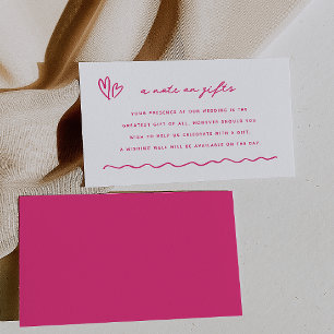 Carte D'accompagnement Doodle rose Whimsical Une Note Sur Les Cadeaux