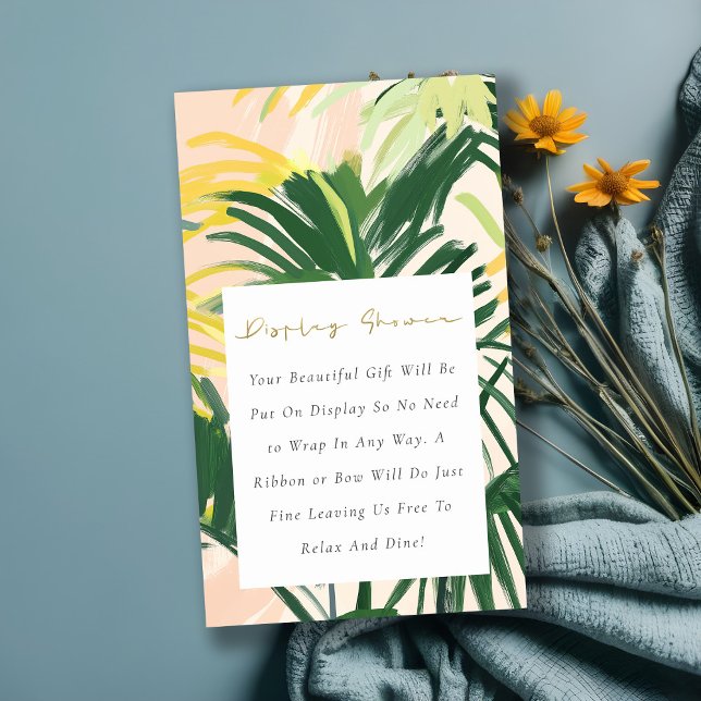 Carte D'accompagnement Douce Douche de Bébé Fleurs Vertes Bohème Palmiers (Créateur téléchargé)