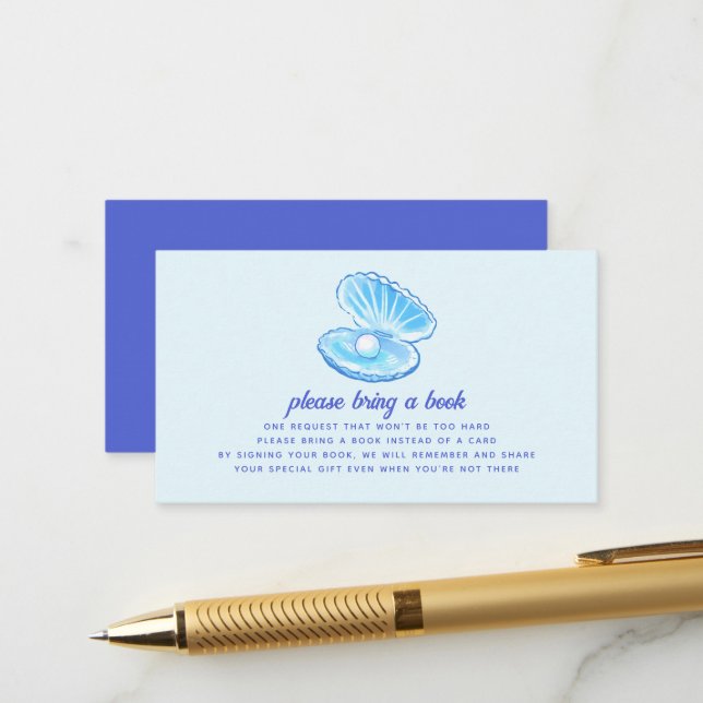 Carte D'accompagnement Douce Fête de Bébé Garçon Demande de Livre Perle O (Devant/Arrière en situation)