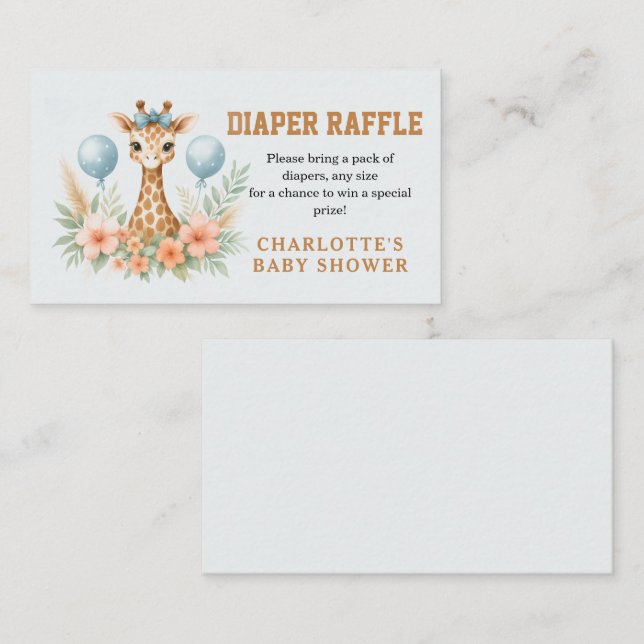 Carte D'accompagnement Douce Fête de Naissance de Bébé Girafe Garçon | Sa (Devant / Derrière)