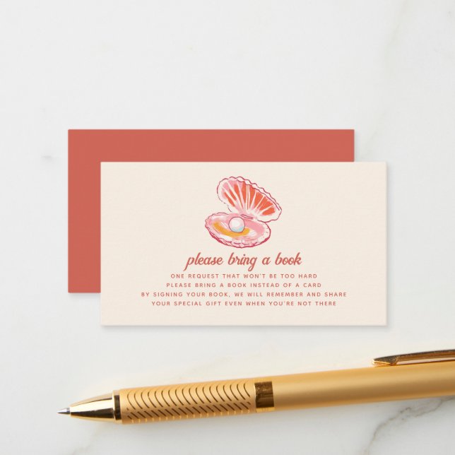 Carte D'accompagnement Douce Fête de Naissance Fille Livre Demande Perle  (Devant/Arrière en situation)