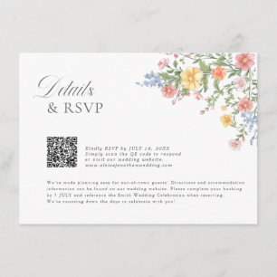 Carte D'accompagnement Douce Mariage Floral de Jardin Orné au Pastel
