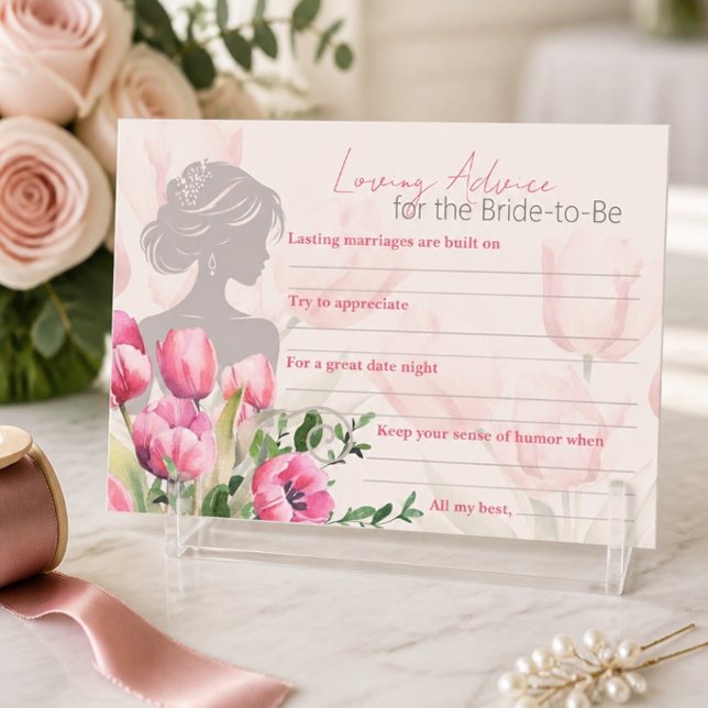 Carte D'accompagnement Douce Mariée Fleurs de Tulipes Roses (Créateur téléchargé)