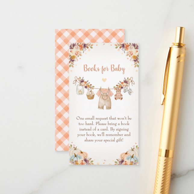 Carte D'accompagnement Douce petite citrouille Fête prénatale de bébé d'a (Devant/Arrière en situation)
