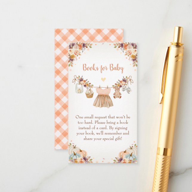 Carte D'accompagnement Douce petite citrouille Fête prénatale de bébé d'a (Devant/Arrière en situation)