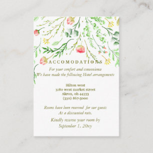 Carte D'accompagnement Doucement romantique   Hébergement Floral Mariage