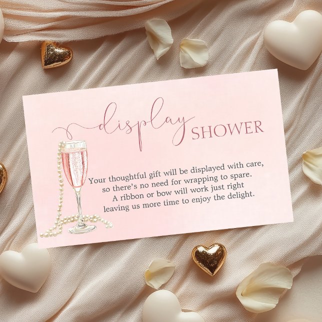 Carte D'accompagnement Douche à affichage nuptiale Pearls et Pink Prosecc (Créateur téléchargé)