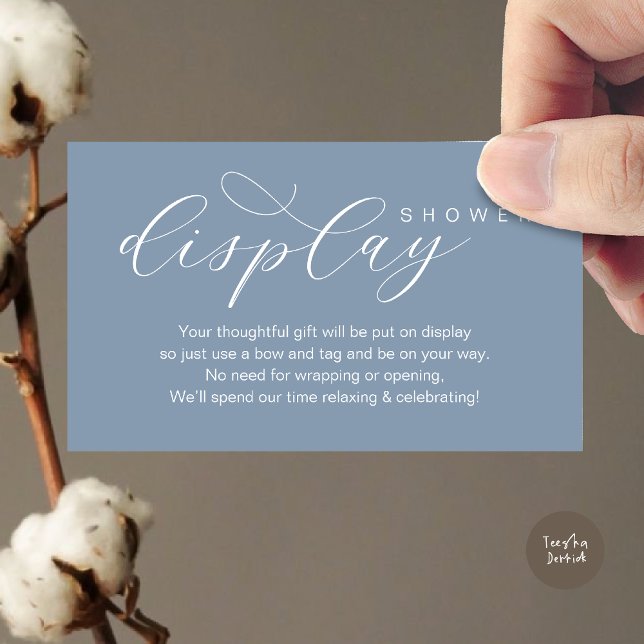 Carte D'accompagnement Douche à écran mariage, Élégance moderne minimalis (Wedding Display Shower, Modern elegance Bridal Enclosure Card Romantic Dusty Blue)