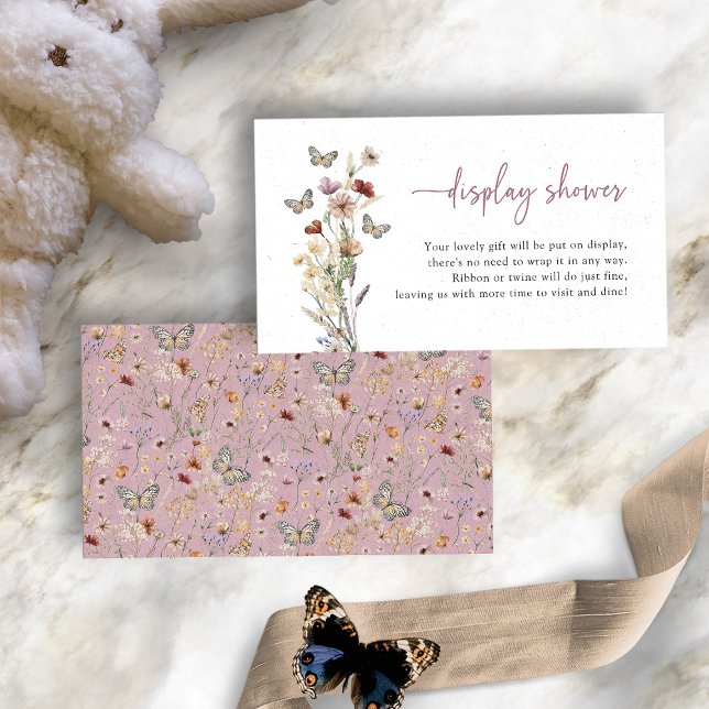 Carte D'accompagnement Douche aux fleurs sauvages bohèmes rose vif (Dust Pink Boho Wildflower Display Shower Enclosure Card by Painted Paperie
)