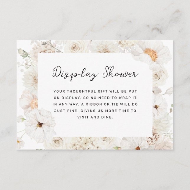 Carte D'accompagnement Douche d'affichage à fleurs blanches (Devant)