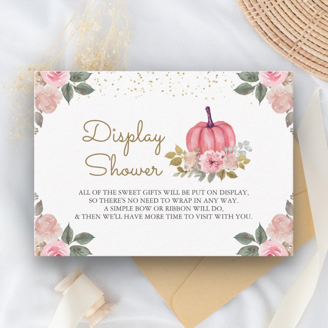 Carte D'accompagnement Douche de Fleurs Citrouille Rose Or (Créateur téléchargé)