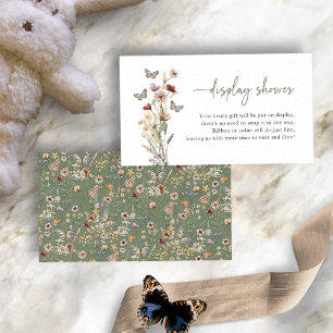 Carte D'accompagnement Douche de fleurs sauvages bohèmes vertes