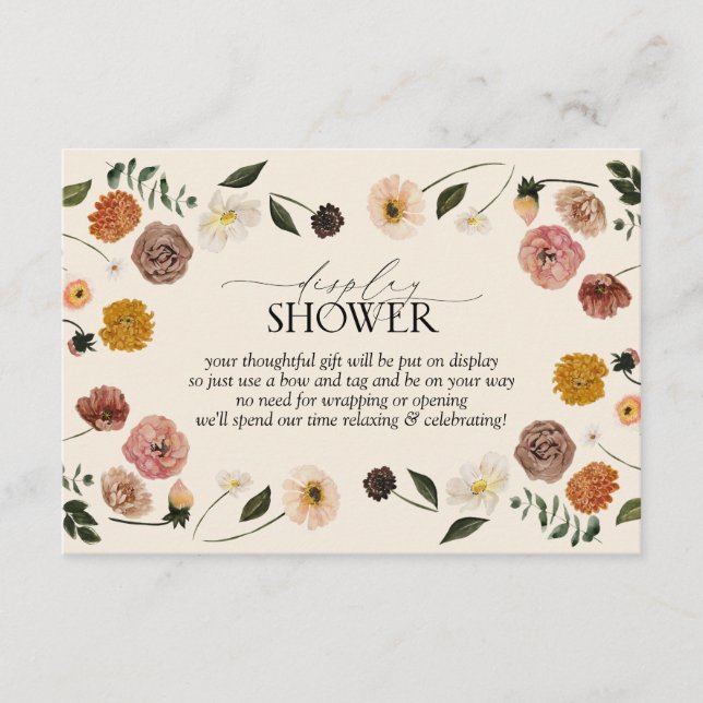 Carte D'accompagnement Douche de présentation florale élégante d'automne (Devant)