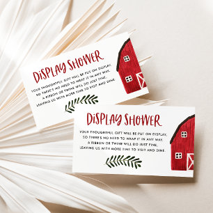Carte D'accompagnement Douche d'eau de ferme aquarelle rouge grange Prése