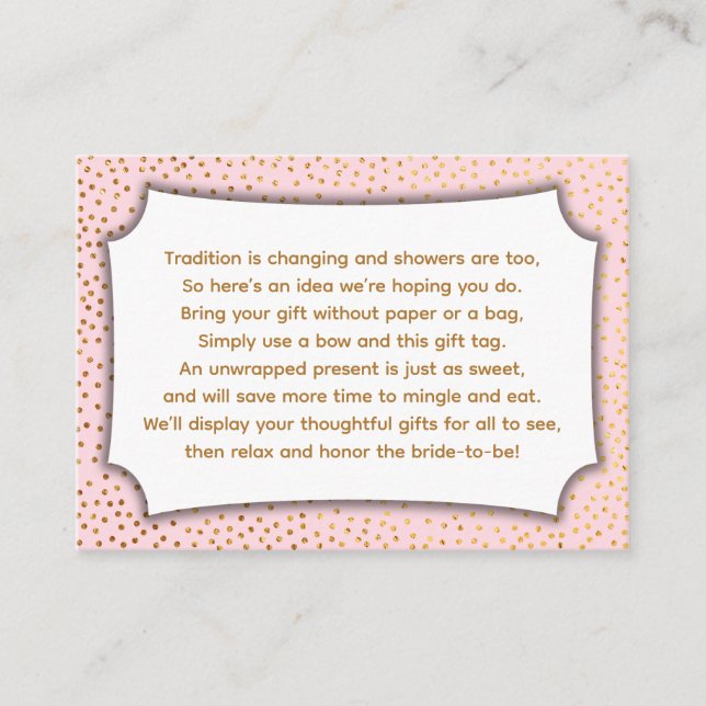 Carte D'accompagnement Douche d'écran Pastel Rose & Gold Confetti personn (Devant)