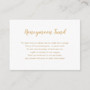 Carte D'accompagnement Douche nuptiale simple Gold Honeymoon Fund